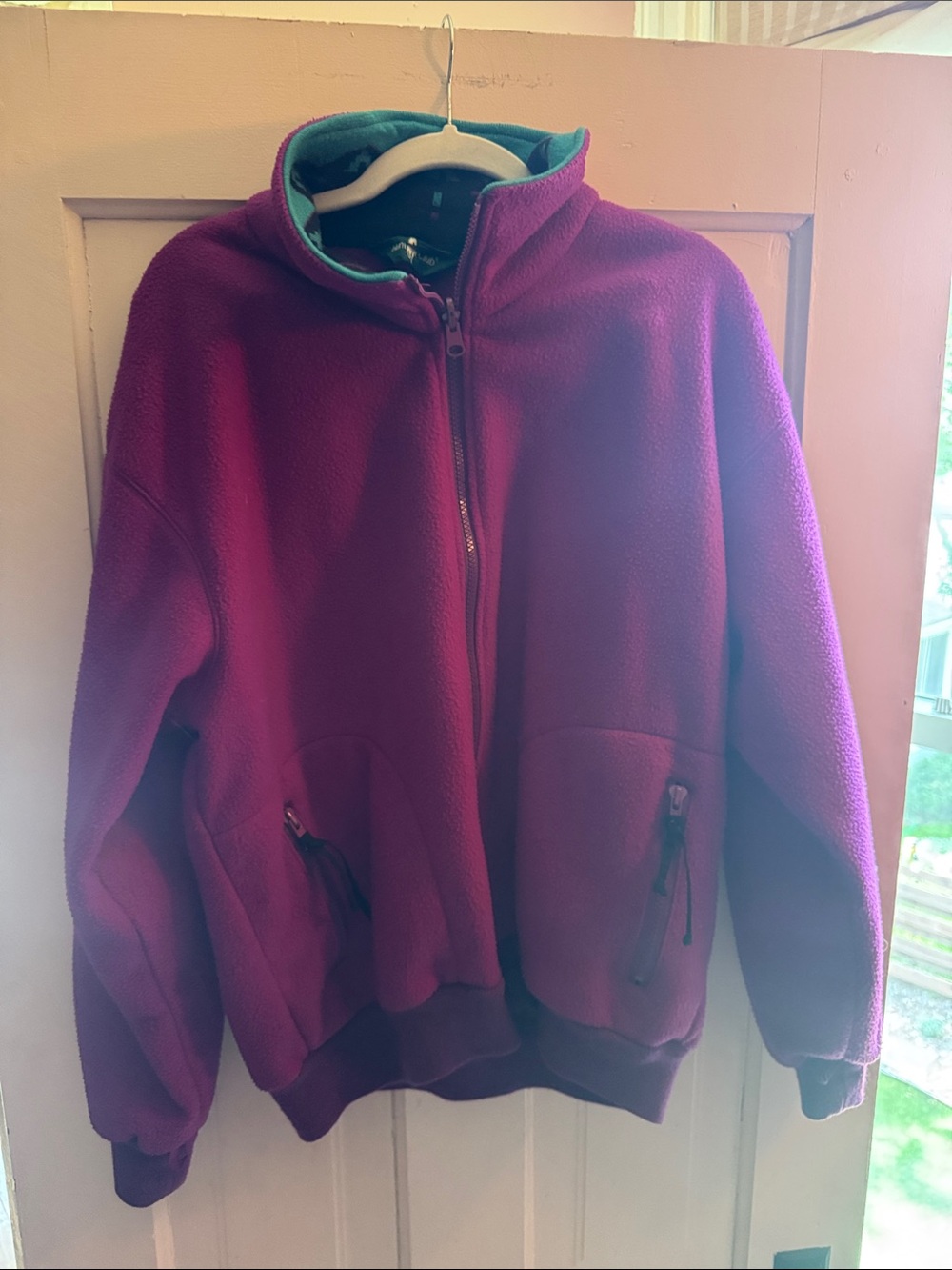 Hunt Club Plum Purple Fleece Jacket with Teal Lining